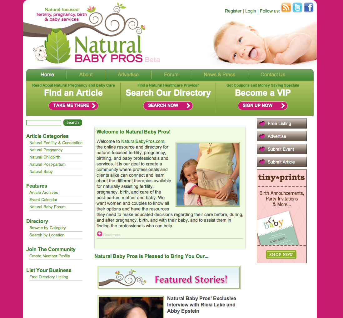 Natural Baby Pros Website