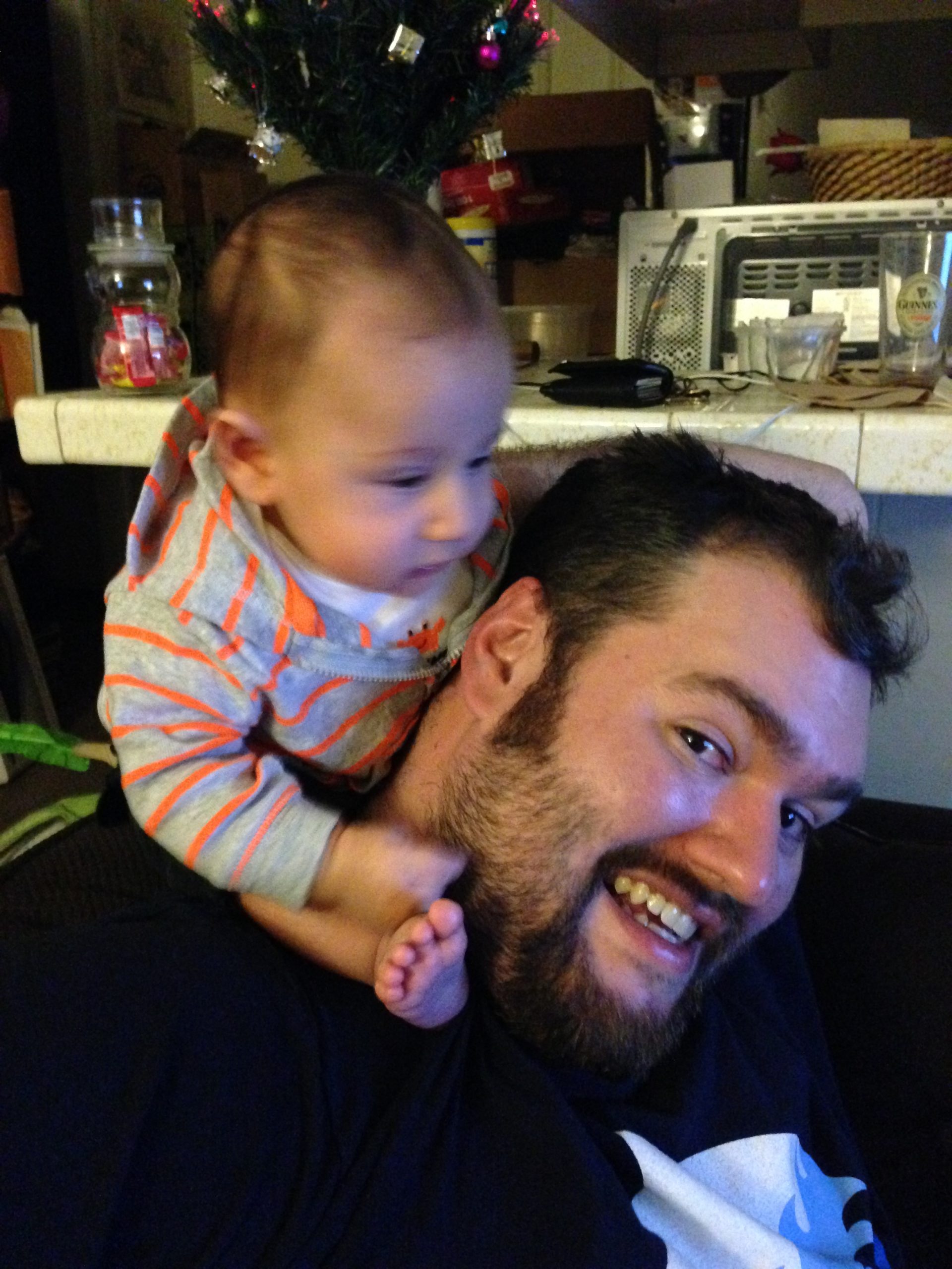 Chuck in his DrupalCampLA T-Shirt with his young son after camp.